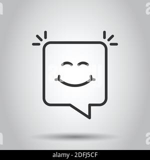 Happy sms icon in flat style. Message speech bubble vector illustration on white isolated background. Envelope business concept. Stock Vector