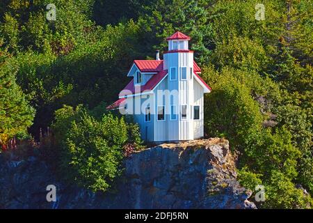 West Ismailof Island Lighthouse (Halibut Cove) USA, Alaska Stock Photo