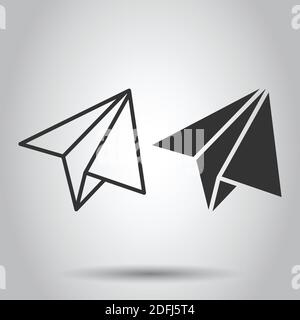 Paper plane icon in flat style. Sent message vector illustration on white isolated background. Air sms business concept. Stock Vector