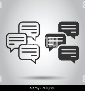 Speak chat sign icon in flat style. Speech bubbles vector illustration on white isolated background. Team discussion button business concept. Stock Vector