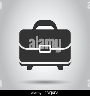 Briefcase icon in flat style. Businessman bag vector illustration on ...