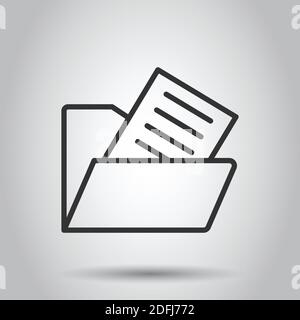 File folder icon in flat style. Documents archive vector illustration on isolated background. Storage business concept. Stock Vector