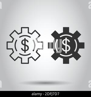 Money revenue icon in flat style. Dollar coin vector illustration on white isolated background. Finance structure business concept. Stock Vector