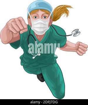 Nurse Doctor Woman Super Hero Medical Concept Stock Vector