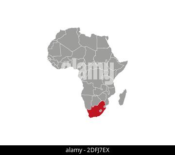 South Africa on africa map vector. Vector illustration. Stock Vector