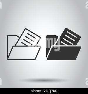 File folder icon in flat style. Documents archive vector illustration on isolated background. Storage business concept. Stock Vector