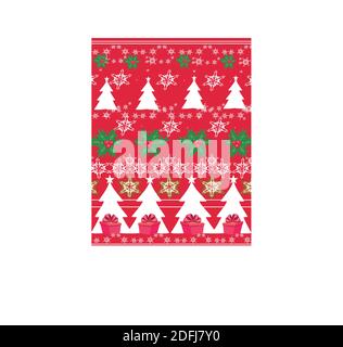 Seamless Christmas pattern - gifts, mistletoe, snowflakes, Christmas tree Stock Vector