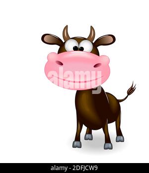 Cartoon bull on a white background. The bull is black. The character. Stock Vector