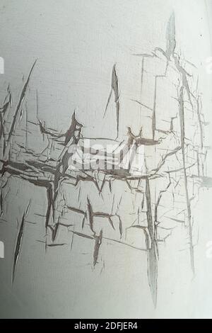 Cracked paint white color on an old car Stock Photo