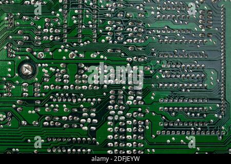 Scrap yard printed circuit board electronic waste for recycling with selective focus. main board electronic waste Stock Photo