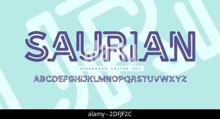 Vector rounded linear sans uppercase letter set, alphabet, typography Stock Vector