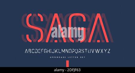 Vector rounded linear sans uppercase letter set, alphabet, typography Stock Vector