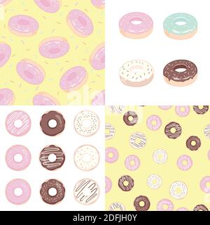 Donut set with sprinkles isolated on white background. Doughnut ui, donuts app icons. Vector eps10 Stock Vector