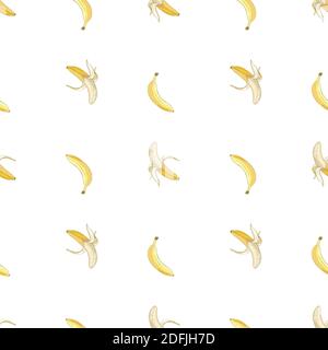 Vector seamless banana pattern. Background is on a separate layer, so you can easily change its color Stock Vector