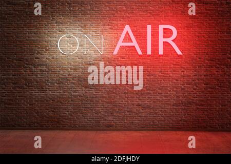 Neon on air on brick wall, illustration Stock Photo