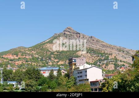 Tunceli, Turkey-September 18 2020: Tunceli city center and the hill in background Stock Photo