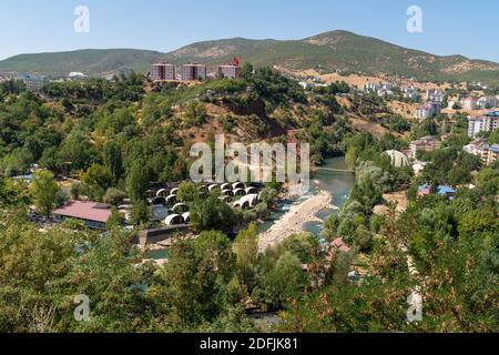 Tunceli, Turkey-September 18 2020: Tunceli city with munzur river Stock Photo