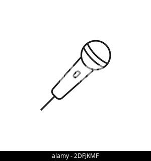 microphone icon element of music icon for mobile concept and web apps. Thin line microphone icon can be used for web and mobile. Premium icon on white Stock Vector