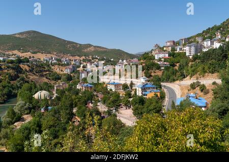 Tunceli, Turkey-September 18 2020: Tunceli city with munzur river Stock Photo