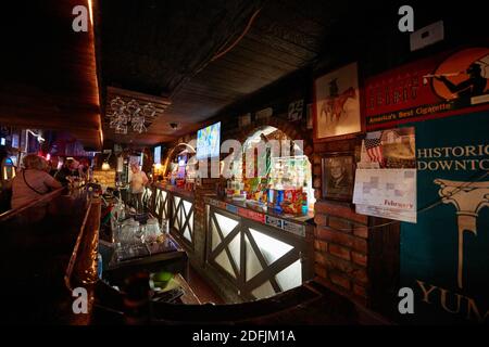 The bar in Red's Bird Cage Saloon, Yuma, Arizona Stock Photo