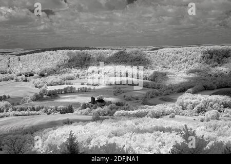 Infrared photo of a Canaan Valley farm. Stock Photo