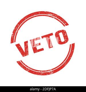 VETO text written on red grungy vintage round stamp. Stock Photo