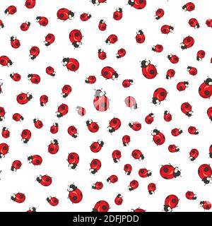Vector seamless pattern background. Elegant texture for backgrounds. With ladybugs and dots. Stock Vector