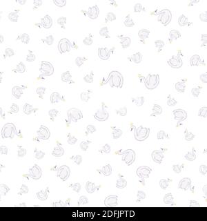 Seamless childish pattern with swan princess. Creative nursery background. Perfect for kids design, fabric, wrapping, wallpaper, textile, apparel Stock Vector