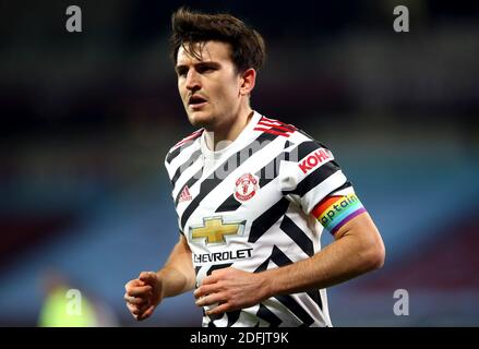 Close up of Manchester United's Harry Maguire with the Stonewall Rainbow Laces captain's armband during the Premier League match at The London Stadium. Stock Photo