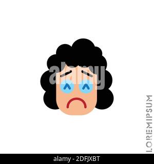 Sad and in Bad Mood Emoticon girl, woman Icon Vector Illustration. Style. Depressed, sad, stressed emoji icon vector, emotion, sad symbol. Modern flat Stock Vector
