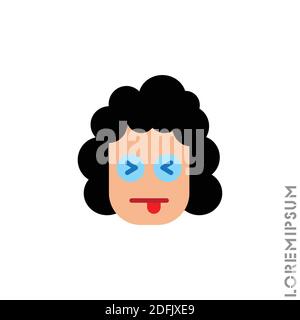 Squinting face with tongue girl, woman icon. style sign for mobile concept and web design. Teasing shape emoticon vector icon. symbol, logo illustrati Stock Vector