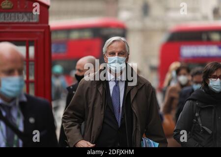 London, UK. 28th Nov, 2020. File photo taken on Nov. 28, 2020 shows European Union (EU)'s chief Brexit negotiator Michel Barnier leaving after trade talks with Britain in London, Britain. After one week of intense trade negotiations in London, the chief negotiators from Britain and the European Union (EU) agreed Friday to 'pause the talks' due to 'significant divergences.' Credit: Tim Ireland/Xinhua/Alamy Live News Stock Photo