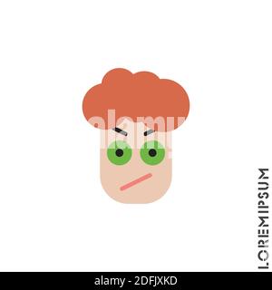 Angry boy, man icon vector. Furious Face Emoticon Icon Vector Illustration. color Style. Stock Vector