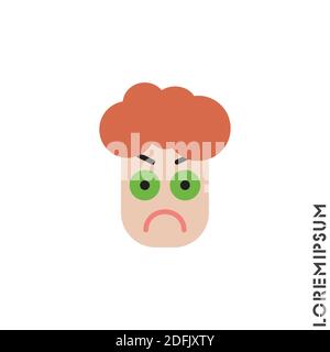 Angry icon vector. Furious Face Emoticon boy, man Icon Vector Illustration. color Style. Stock Vector