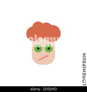 Sad and Confused Emoticon boy, man Icon Vector Illustration. color Style. Stock Vector
