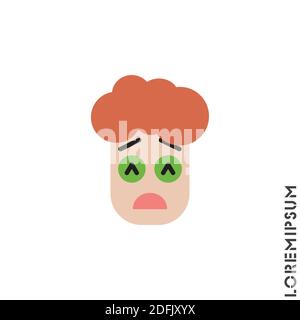 Sad Give Up Tired Emoticon boy, man Icon Vector Illustration. color Style. Very Sad Cry Stressful Emoticon Icon Vector Illustration. Stock Vector