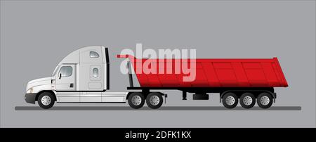 Road train with an American tractor Stock Vector
