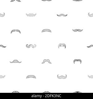 Barbershop seamless pattern with hand-drawn mustaches. Vector background for textile, wrapping, wallpaper, web. Stock Vector