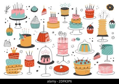 Birthday Cake with Outline Using Doodle Art Stock Illustration -  Illustration of celebrate, food: 141333443
