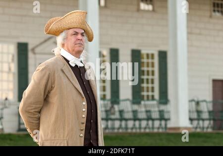 George Washington stands proudly in front of Mount Vernon, VA. Stock Photo