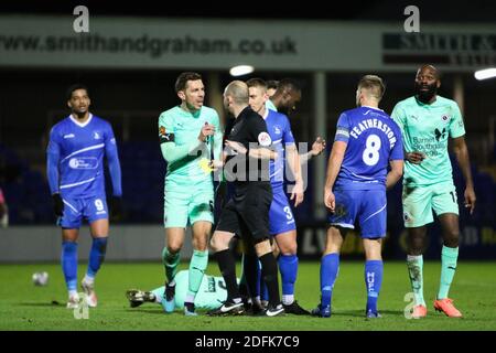 Hartlepool, UK. 05th Dec, 2020. Match action during the Vanarama National League game between Hartlepool United and Boreham Wood at Victoria Park in Hartlepool Credit: SPP Sport Press Photo. /Alamy Live News Stock Photo