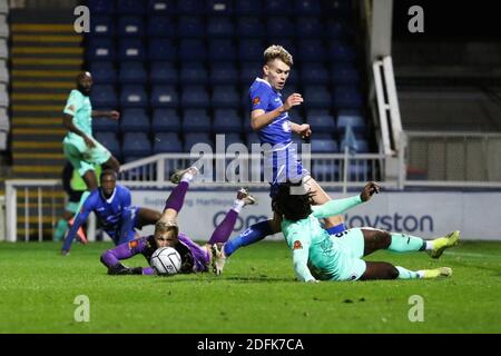 Hartlepool, UK. 05th Dec, 2020. Match action during the Vanarama National League game between Hartlepool United and Boreham Wood at Victoria Park in Hartlepool Credit: SPP Sport Press Photo. /Alamy Live News Stock Photo