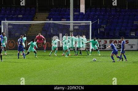 Hartlepool, UK. 05th Dec, 2020. Match action during the Vanarama National League game between Hartlepool United and Boreham Wood at Victoria Park in Hartlepool Credit: SPP Sport Press Photo. /Alamy Live News Stock Photo