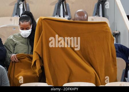 Teddy Riner and his wife Luthna Plocus attend the French Open at Roland Garros stadium on October 11, 2020 in Paris, France. Photo by Laurent Zabulon/ABACAPRESS.COM Stock Photo