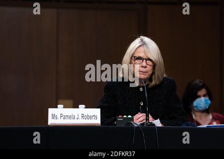 Pamela J. Roberts, an American Bar Association representative, speaks during the fourth day of the confirmation hearing for Judge Amy Coney Barrett, President Donald Trump's Nominee for Supreme Court, in Hart Senate Office Building in Washington, DC, USA on October 15, 2020. Photo by Anna Moneymaker/Pool/ABACAPRESS.COM. Stock Photo