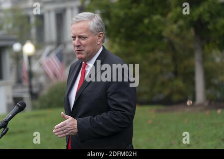 White House Chief of Staff Mark Meadows speaks to the media at the White House. Washington, DC, USA, October 21, 2020. Photo by Chris Kleponis/Pool/ABACAPRESS.COM Stock Photo