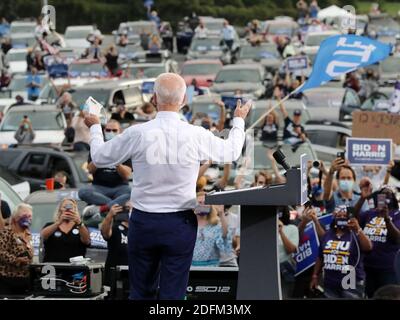 NO FILM, NO VIDEO, NO TV, NO DOCUMENTARY - Democratic presidential candidate Joe Biden speaks at a drive-in rally event during his visit to Georgia at the amphitheatre at Lakewood on Tuesday, October 27, 2020 in Atlanta, GA, USA. Photo by Curtis Compton/Atlanta Journal-Constitution/TNS/ABACAPRESS.COM Stock Photo