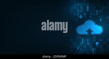Cloud interface that shows data uploading to the internet. Stock Vector