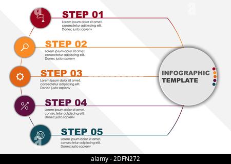 Infographic with five wizard steps of business development. Flow chart ...