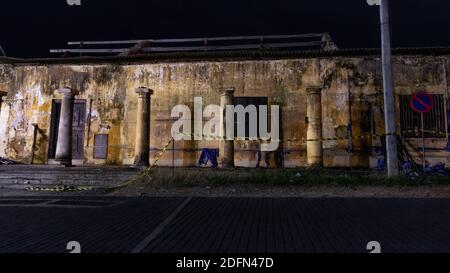 abandoned old building in Galle fort street night photograph Stock Photo